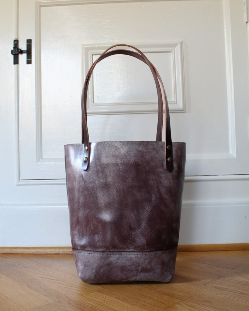 Agnes Suede Leather Tote Bag in Brown