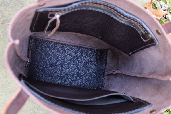 'Agnes' Tote Bag - Dk Brw Waxy